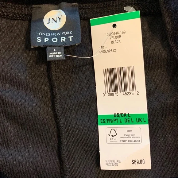 Jones New York Sport Black Velour Pants - Picture 4 of 6